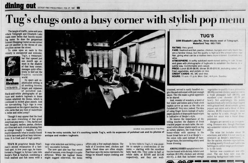 White Castle Restaurant - DETROIT FREE PRESS FRI FEB 27 1987 ARTICLE ON TUGS